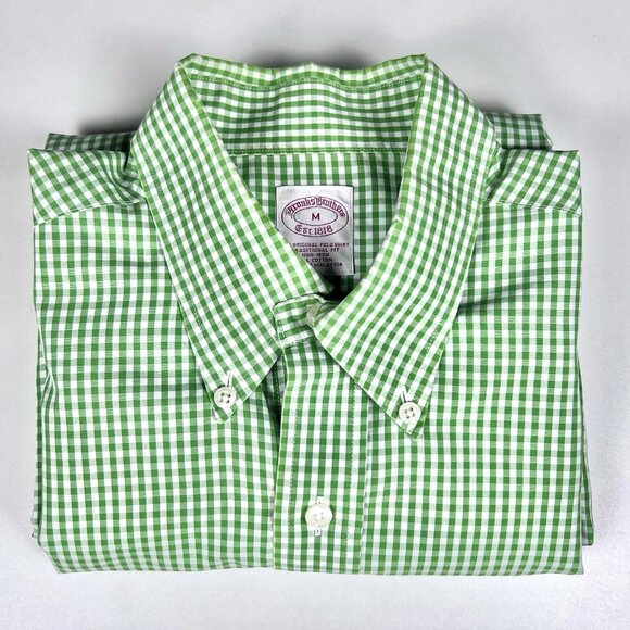 Brooks Brothers 1818 Men’s Button Down Dress Shirt Size Medium Green Logo - Picture 16 of 16